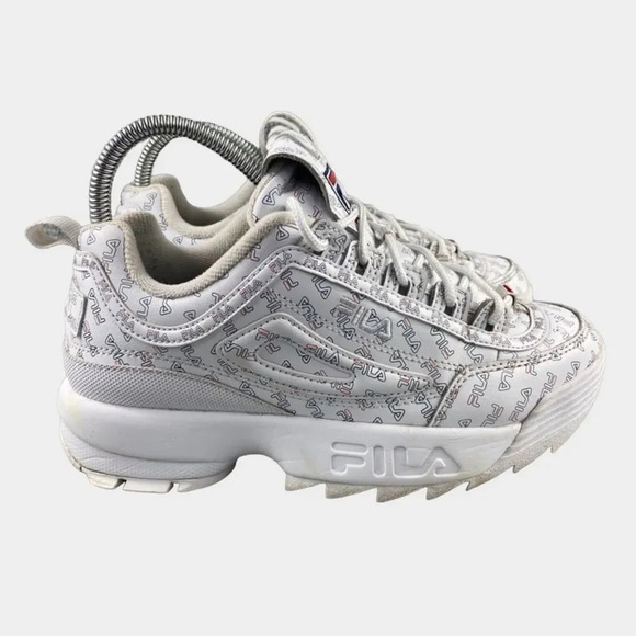 FILA SHOE SNEAKERS Disruptor 2 Multi‎ Womens 7 Lace Up Pull Tab White Blue Logo - Picture 1 of 12
